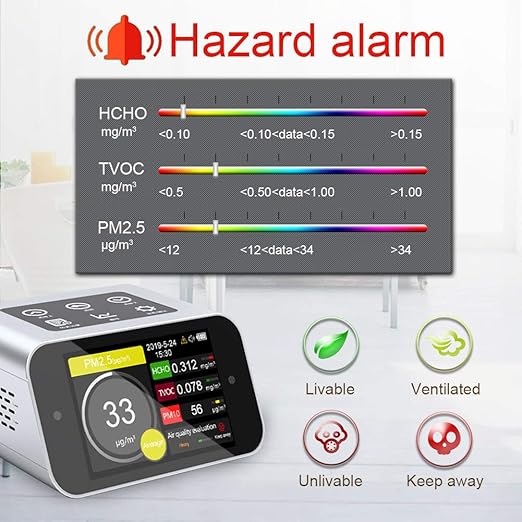 A16 Air Quality Monitor Indoor PM2.5 PM10 TVOC HCHO Tester PM1.0 Dust Meter VOC Test Formaldehyde Detector AQI Home