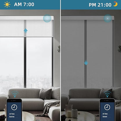 SmartWings Motorized Smart Roller Shades in Light Filtering, Electric Blinds with Remote for Windows Compatible with Alexa/Google Home/Homekit, Customized, 3% Openness Aventus White