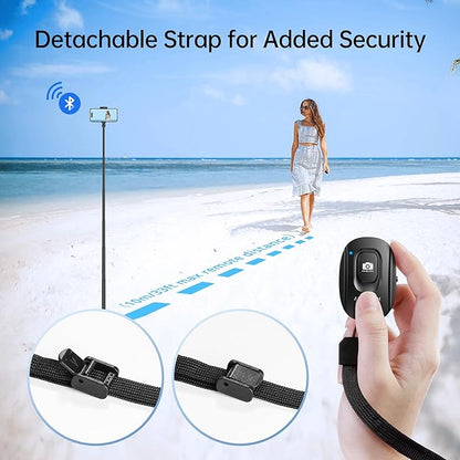 ATUMTEK Camera Remote Shutter for iPhone and Android Smartphones (2 Pack), Wireless Phone Remote Control Selfie Button for Photos and Videos (Bluetooth 5.2), Wrist Strap Included, Black & White