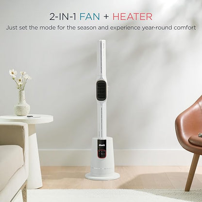 Shark TurboBlade Cool + Heat – 2-in-1 Bladeless Tower Fan & Space Heater for Customizable Year-Round Indoor Use, Bedroom, Living Room, & Office | Powerful Cooling + Rapid Room Heating, Dove, TH202WH