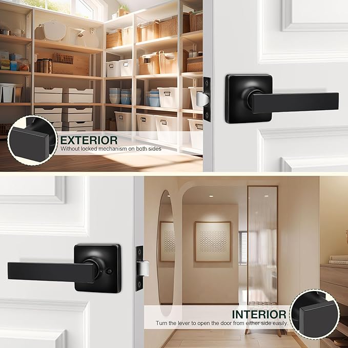 GOBEKOR 4 Pack Passage Door Levers,Matte Black Interior Door Handles