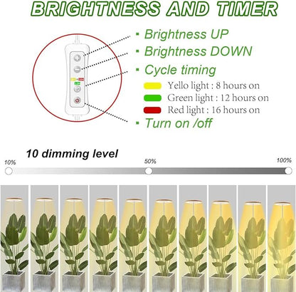 yadoker Plant Grow Light,LED Growing Light Full Spectrum for Indoor Plants,Aluminum Walnut Wood Grain Plant Lights,Height Adjustable, Automatic Timer, 5V Low Safe Voltage