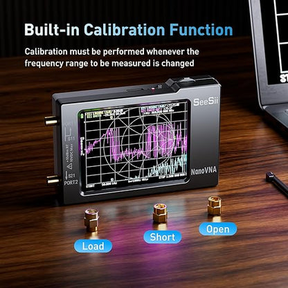 SEESII Nanovna-H Vector Network Analyzer with SMA Adapter, HW3.6 10KHz-1.5GHz MF HF VHF UHF Antenna Analyzer, Measuring S Parameters, Voltage Standing Wave Ratio,Phase,Delay,Smith Chart