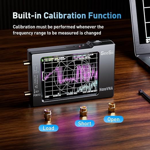 SEESII NanoVNA-H Antenna & Vector Network Analyzer 10KHz-1.5GHz with 2.8" EVA Protective Case, Waterproof & Shockproof, Measures S-Parameters, SWR, Phase, Delay, Smith Chart
