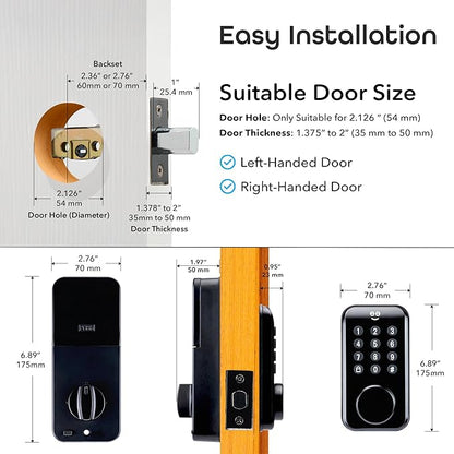 Geeni Keyless Entry Door Lock with Keypad, Smart Locks for Front Door, Electronic Keypad Smart Deadbolt Lock, Auto Lock, 2 Keys, Voice, and App Control - Battery Powered, Share Access, Alerts