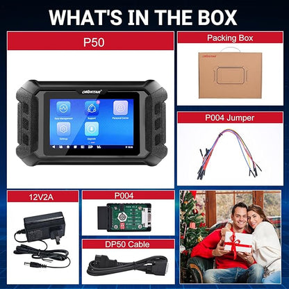OBD2 Scanner P50 - SRS Airbag Reset Tool，2025 Car Scanner Support Battery Reset/SAS Reset, One-Click Airbag Car Diagnostic Tool Covers 95 Brands and 15300+ ECU Part No, Some MCU.