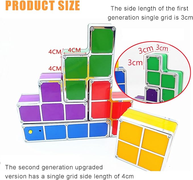 Night Light New Upgrades DIY Stackable LED 3D Puzzles Night Lamp Lights 7 Colors Night Lights Interlocking Induction Nightlights Novelty Tangram Lights Birthday Gifts for Teen