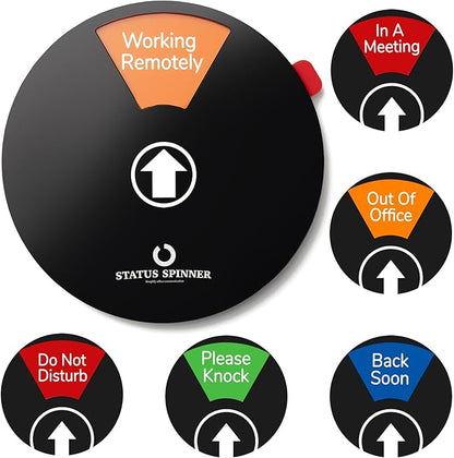 Do Not Disturb, In A Meeting, Working Remotely, Out Of Office, Please Knock, Back Soon Status Spinner Privacy Signs for Home Use
