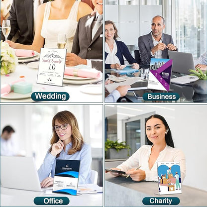 Acrylic Sign Holder 4x6, 22 Pack Clear Plastic Table Paper Display Stand, L-Shape Vertical Menu Holder Stand, Clear Picture Photo Flyer Display Stand for Restaurants, Store Show, Office Desktop