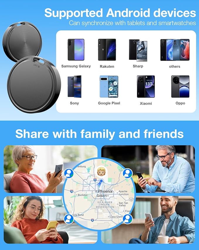 Air Tags for Android,Air Tags-4 Pack Android,Android Tracker Tags with 4 Case,2 Year Battery Life,Google Find Trackers for Google'S Find Hub App,IP65 Waterproof Luggage Tracker Android for Keys