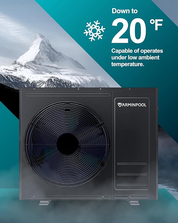 35100 BTU Pool Heat Pump, for 10000 Gallons In and Above Ground Pools, Electric Pool Heater with WiFi Control Via App, Heat&Cool Mode, Titanium Heat Exchanger, 240V