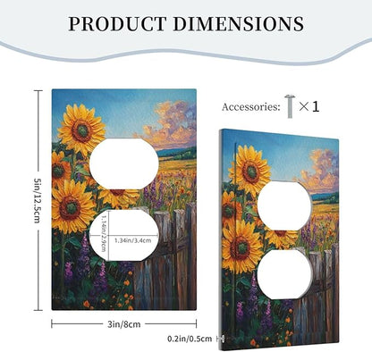 Decorative Outlet Covers Rustic Wilderness Sunflower Lavender Muzha Oil Painting 1 Gang Duplex Light Switch Cover Plate Wall Plates for Electrical Outlets Switchplate Faceplate