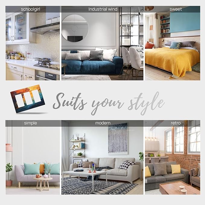 Abstract Colorful Modern Luxury Rainbow Triple Rocker Light Switch Covers 3 Gang Outlet Cover Wall Plates Decorative Switch Plates Electrical GFCI Faceplate Switchplate for Home Decor 4.49 X 6.38 IN