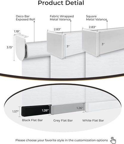 Motorized Roller Shade with Remote Control, 100% Blackout Electric 21-98” Width Blinds for Windows with Via Hub Alexa Google Home, Rechargeable Smart Automatic Customized Size（Texture-White）