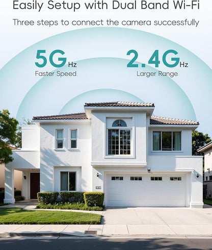 ZUMIMALL Cameras for Home Security 2-Pack (Black) - 2.4G/5G WiFi, Wired Camera for 24/7 Recording | Motion & Noise Detection, Auto Tracking, Cloud & No-Monthly-Fee SD Storage | Works with Alexa Google
