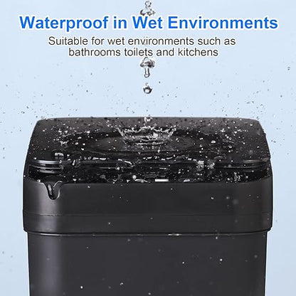 Bathroom Automatic Trash Can 2 Pack 2.2 Gal & 4 Gal Touchless Motion Sensor Small Garbage Can with Lid Smart Electric Narrow Garbage Bin for Bedroom Office Kitchen (Black)