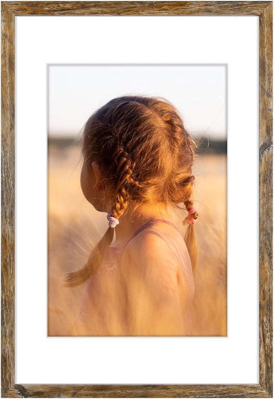 Golden State Art, 16x24 Picture Frame With Mat for 12x18 - High Definition Glass Wall Mounting Horizontal Vertical Display (Light Brown, 1 Pack)
