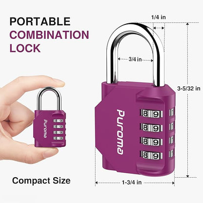 Puroma 2 Pack Combination Lock for Locker 4 Digit Outdoor Waterproof Padlock for School, Gym, Sports, Fence, Toolbox, Gate, Case, Outdoor, Hasp Storage, Cabinets (Red-Violet)