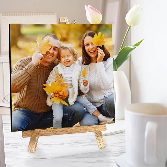 Custom Photo Frame with Stand, Personalized Picture Display, MDF and Wood Construction, Desktop Decor, Multiple Designs, Customizable Gift for Family and Friends
