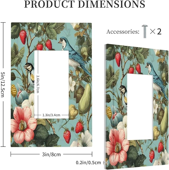 William Morris Flower 1 Gang Single Rocker Wall Plate Cover Decorative Light Switch Covers Electrical Faceplate Switch Plates for Bathroom Kitchen Home