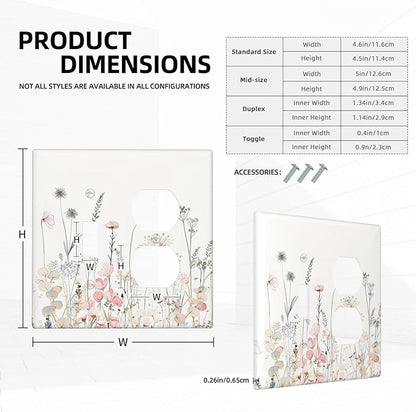 Floral Watercolor Wildflower Dandelion Plant Wallplates 1 Toggle 1 Duplex Switch Plate Electrical GFCI Faceplate Decorative Light Switch Covers for Farmhouse Bed Room Decor
