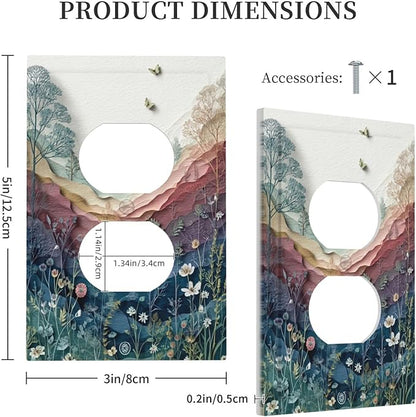 Wildflowers Rustic Flowers Floral Plants Duplex Outlet Wall Plate Cover Vintage Mountain Decorative Light Switch Covers Electrical Faceplate Switch Plates for Bathroom Kitchen Home