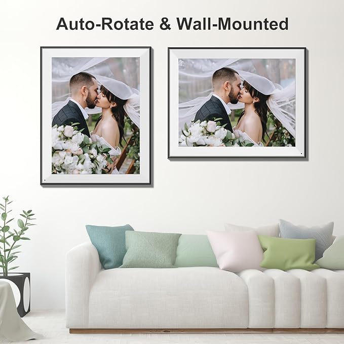 Large Digital Photo Frame 16.2"-Digital-Picture-Frame - 32GB Dual-WiFi Digital Frame, No Touch Screen, Slideshow, Load Photo Video from Phone via APP Email, Free Cloud Storage, Gift for Mom Dad