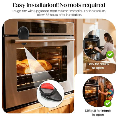 1 Pack Oven Lock for Baby Proofing - Heat Resistant, No Drill Adhesive Stove Door Lock, Child Safety Oven Lock (Black)