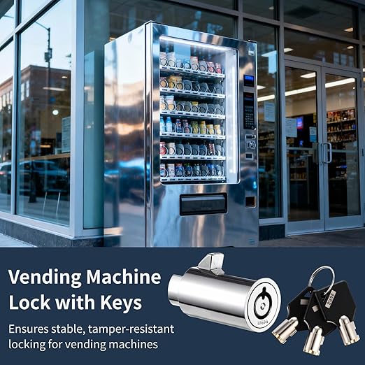 5 Sets Vending Machine Locks, Metal Tubular Keyway Security Locks Keyed Alike, Numbered Lock Cylinder Set for Snack Candy Machines, Toy Claw Machines, Gumball Machines