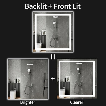 36"x36" LED Bathroom Mirror with Lights, Dimmable, Anti-Fog, Lighted Bathroom Vanity Mirror for Wall, Backlit + Front Lit, Memory Function, Shatter-Proof, Tempered Glass