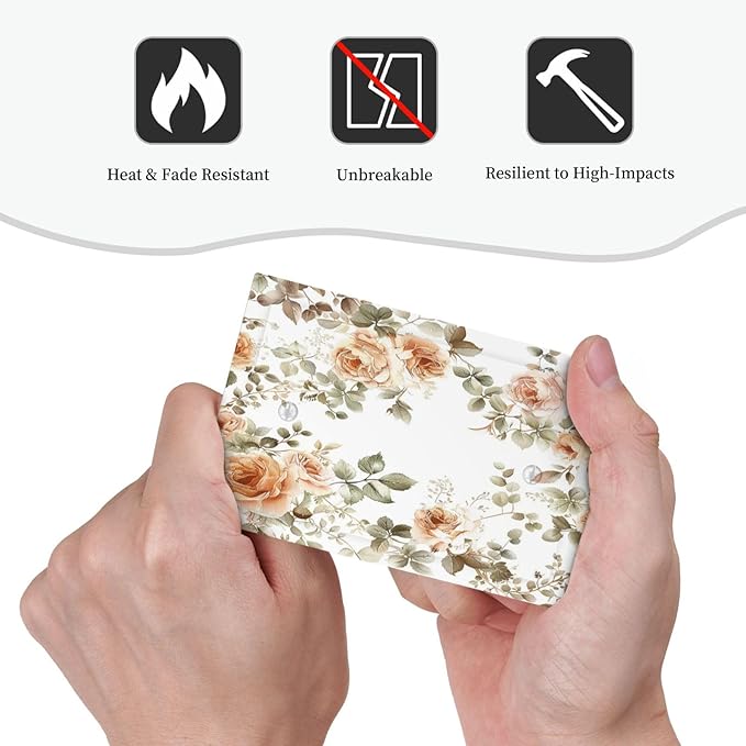 Light Switch Cover Plate Vintage Warm Color Orange Flowers And Leaves 1 Gang No Device Blank Electrical Wall Plates Faceplate Decorative Switch Plate for Bedroom living Room Decor