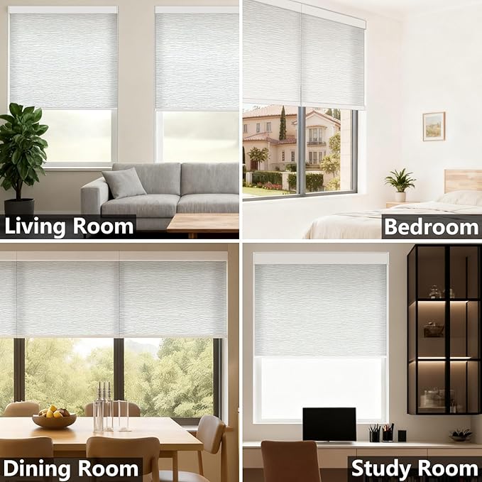 Smart Motorized Blinds – 70% Blackout Roller Shades with Remote, Alexa/Google Home/Siri Control, Matter Compatible, Wireless Rechargeable Battery, Custom Sizes for Windows & Sliding Doors