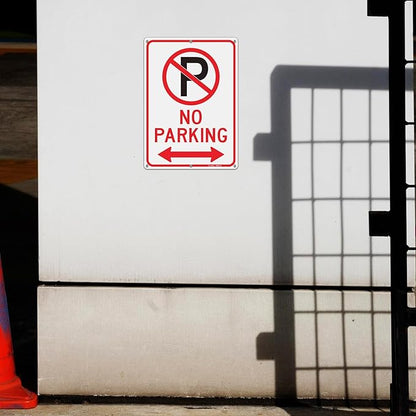 GicnKeuz No Parking Signs with Arrow,14×10 Inches No parking sign .040 Reflective Aluminum,Waterproof and Fade Resistant,6 Pre-drilled holes,Easy to Install,Indoors and Outdoors Use(2-pack)