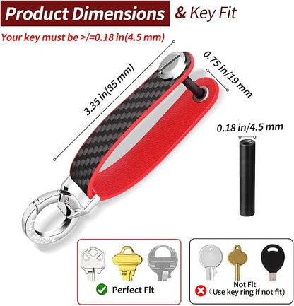 T-carbon Key Organizer, Carbon Fiber Leather Compact Key Holder, Silent Keychain, Expandable Key Case Holds Up to 8 Keys