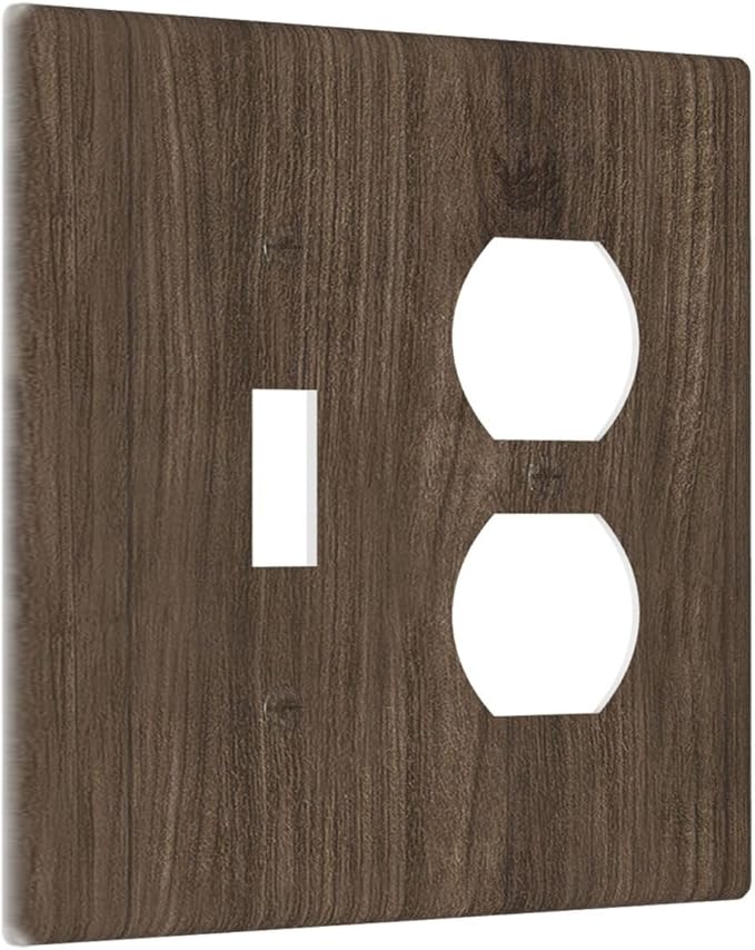 Outlet Covers Rustic Walnut Wood Grain 1 Toggle 1 Duplex Switch Plate Covers Electrical Light Switch Cover Plate Decorative Wall Plate Socket Cover for Farmhouse Cabin Decor
