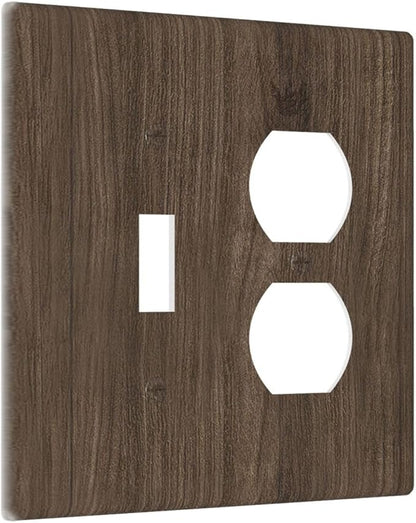 Outlet Covers Rustic Walnut Wood Grain 1 Toggle 1 Duplex Switch Plate Covers Electrical Light Switch Cover Plate Decorative Wall Plate Socket Cover for Farmhouse Cabin Decor