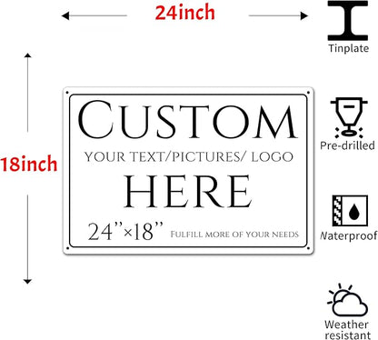 Custom Sign, personalized metal sign，Aluminum Weatherproof Metal Sign Large Sizes, Reflective,Customize for Office, Business, Workplace, office, Home, Delivery Signs(24 * 18 Inch)