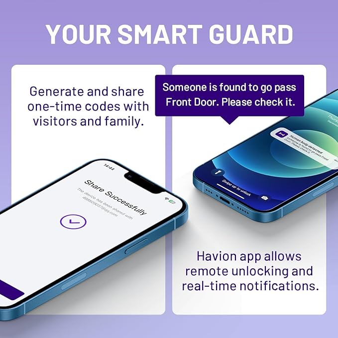 Havion Deadbolt Smart Lock w/Camera - Incl. Chime, 3-in-1 Wi-Fi Deadbolt+Camera+Video Doorbell Keyless Fingerprint Lock for Entry Front Door, 32GB eMMC, 10000mAh, 2K QHD & 170° View