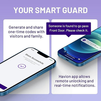Havion Deadbolt Smart Lock w/Camera - Incl. Chime, 3-in-1 Wi-Fi Deadbolt+Camera+Video Doorbell Keyless Fingerprint Lock for Entry Front Door, 32GB eMMC, 10000mAh, 2K QHD & 170° View
