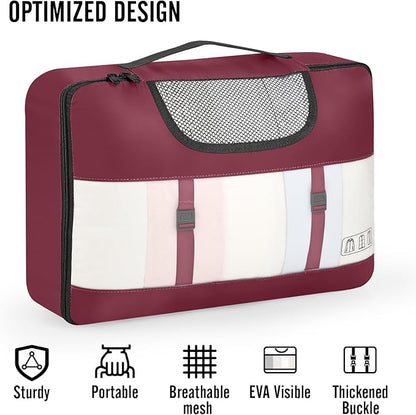 Veken 8 Set Packing Cubes for Travel Essentials, Christmas Gifts, Suitcase Organizer Bags in 4 Sizes, Carry-On Luggage Accessories with Large Laundry & Hanging Toiletry Bag, Must-Have for Airplane