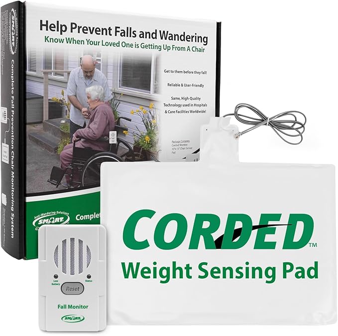 Smart Caregiver Chair Exit Alarm System for Fall and Wandering Prevention – Know When They get up - Weight Sensing Chair Pad for Automatic Motion Detection for Elderly