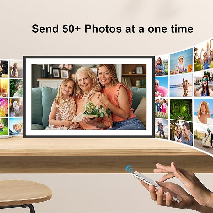 SSAWIFIFRAME Digital Picture Frame 15.6 inch Large 32GB WiFi Digital Photo Frame, Easy to Share Photos and Videos via Free App, IPS Touch Screen, Auto-Rotate, Send 50 Photos one time no Limit