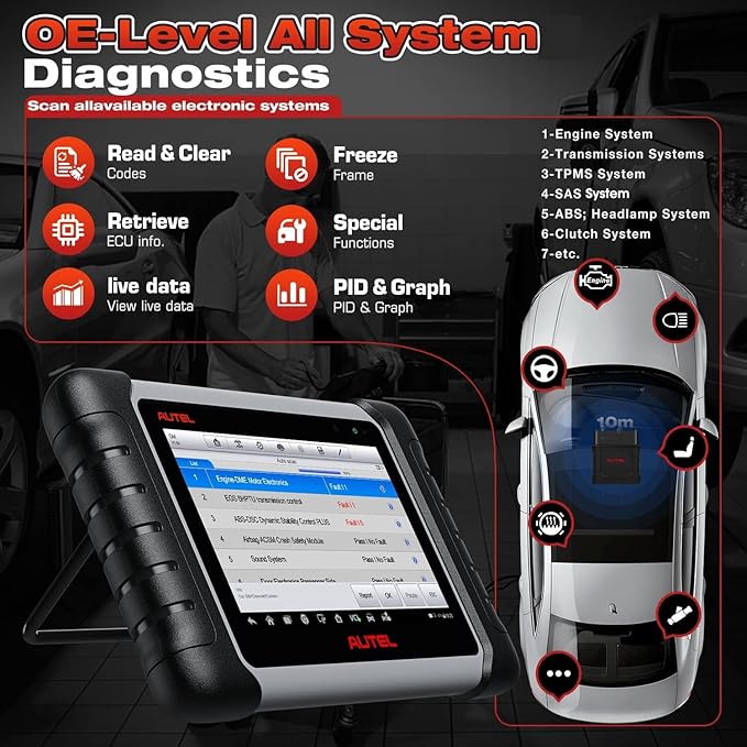 Autel Scanner MaxiCOM MK808BT PRO, 2026 Bidirectional Diagnostic Scan Tool as MK900BT, 2.0 BT Ver. of MK808S MX808S MX900 MK900, 3000+ Active Tests, 28+ Reset, Injector Coding, All Systems, FCA, OS 11