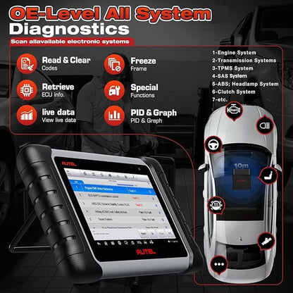 Autel Scanner MaxiCOM MK808BT PRO, 2026 Bidirectional Diagnostic Scan Tool as MK900BT, 2.0 BT Ver. of MK808S MX808S MX900 MK900, 3000+ Active Tests, 28+ Reset, Injector Coding, All Systems, FCA, OS 11