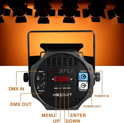 COB Stage Lights with Barn Doors, COB Par Light 200W LED 3500~7500K Warm White & White, DMX512 Master-Slave Sound DJ Lighting Spotlight Fresnel for Church Concert Wedding (2-Colors Style, 1)