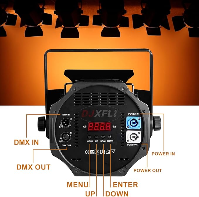COB Stage Lights with Barn Doors, COB Par Light 200W LED RGBW 4in1, DMX512 Master-Slave Sound DJ Lighting Spotlight Fresnel for Church Concert Wedding (4-Colors Style, 1)