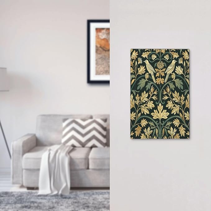 Light Switch Cover Plate William Morris Vintage Botanical Birds Golden Green Leaves 1 Gang No Device Blank Electrical Wall Plates Faceplate Decorative Switch Plate for Bedroom Home Decor