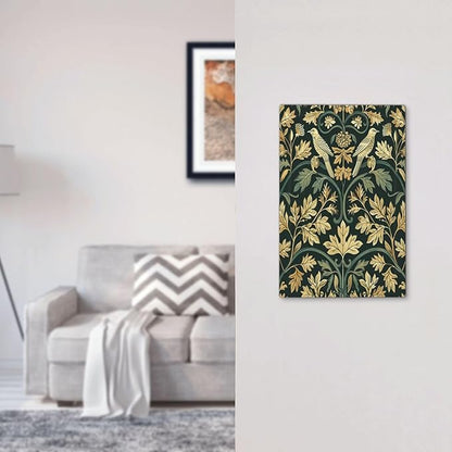 Light Switch Cover Plate William Morris Vintage Botanical Birds Golden Green Leaves 1 Gang No Device Blank Electrical Wall Plates Faceplate Decorative Switch Plate for Bedroom Home Decor