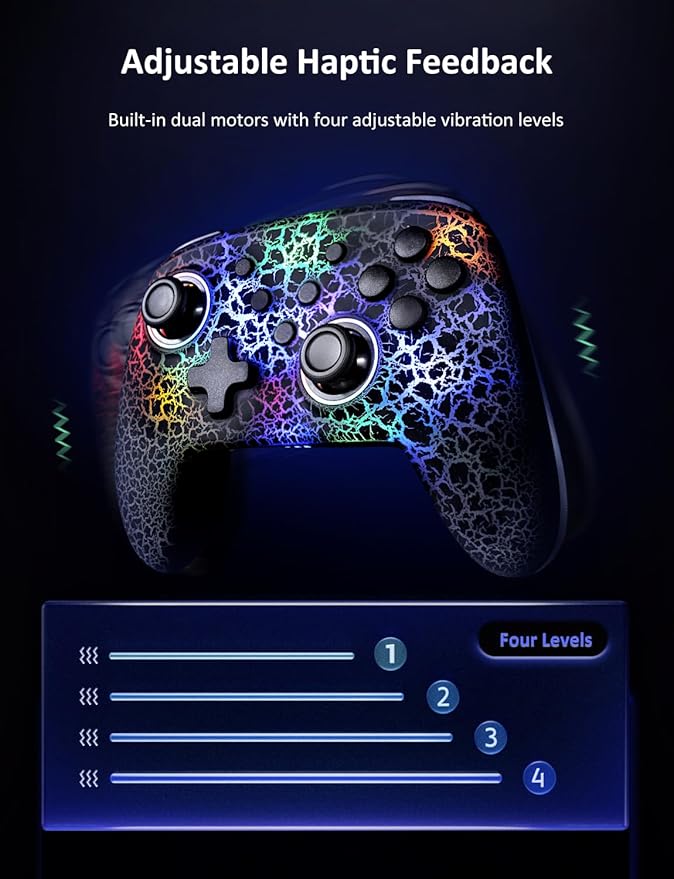 NexiGo Wireless Controller (No Deadzone) for Switch 2 and Switch, Bluetooth Controllers for Nintendo Switch with Vibration, Motion, Turbo and LED Light (Lightstorm)