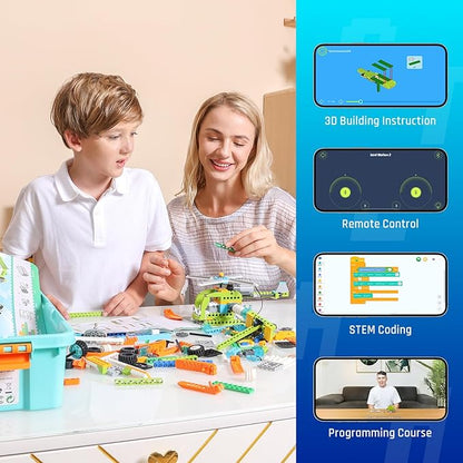 makerzoid Coding Robot Kit for Kids Ages 6+, 200+ in 1 APP Control Dinosaur Robot Toy, Educational Scratch Program Robotic Kit with 47 Video Courses, Toy for Boys Girls(600 Blocks)